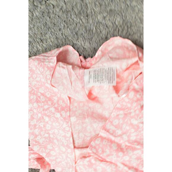 Tommy Hilfiger Women's Pink Floral Halter Blouse L Polyester Short Sleeve - Picture 4 of 7